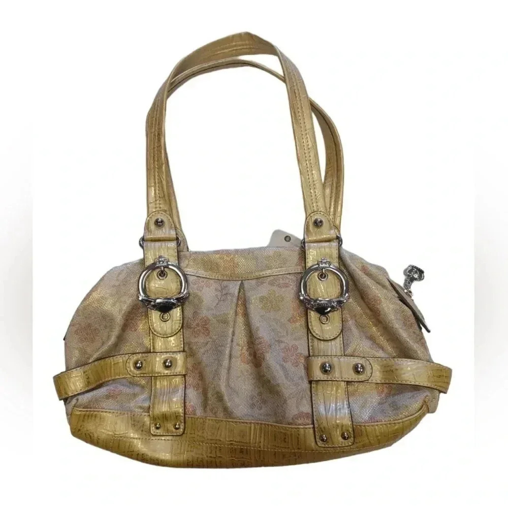 Kathy Van Zeeland Gold  Floral Shimmer Shoulder Bag Purse